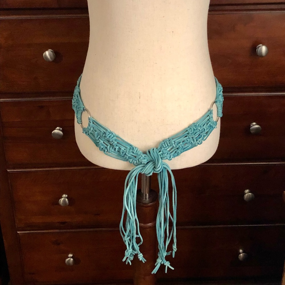 Women’s turquoise suede boho belt